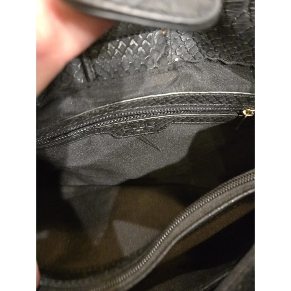 BCBG Paris Black Faux Snakeskin Handbag